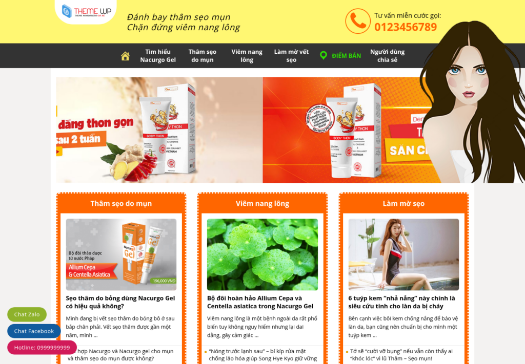 Mẫu website bán hàng mỹ phẩm & thực phẩm chức năng
