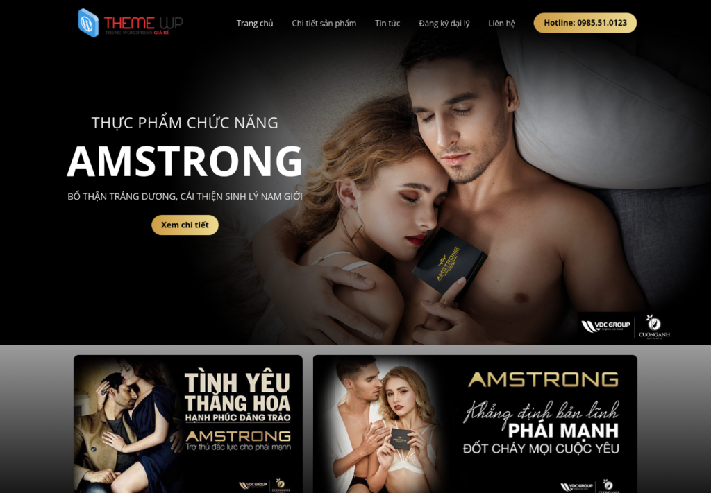 Mẫu website thực phẩm chức năng AMSTRONG