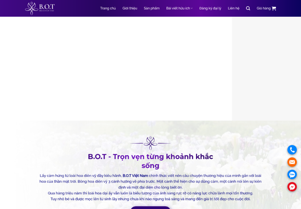Mẫu website thực phẩm chức năng B.O.T