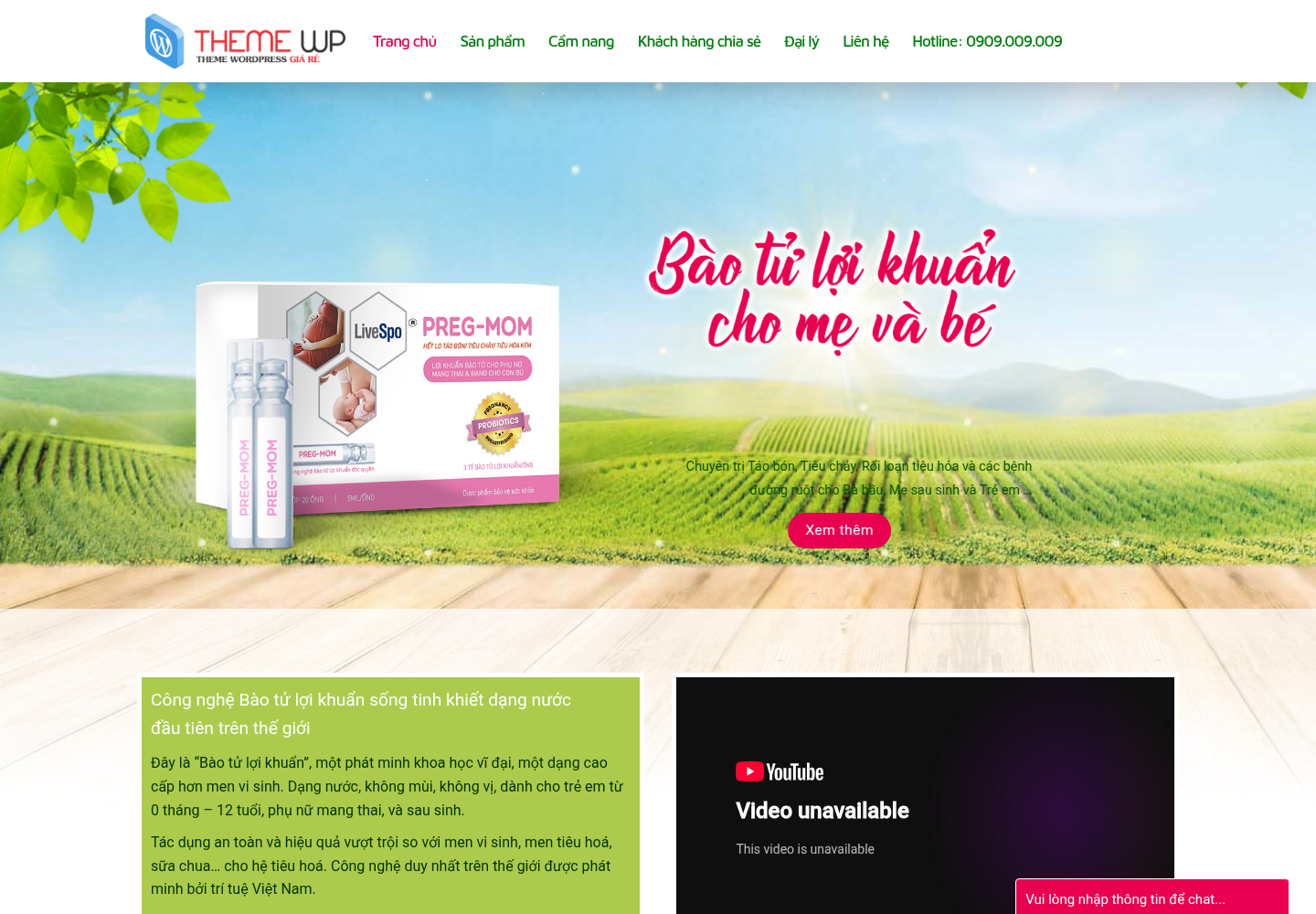 Mẫu website thực phẩm chức năng mẹ và bé