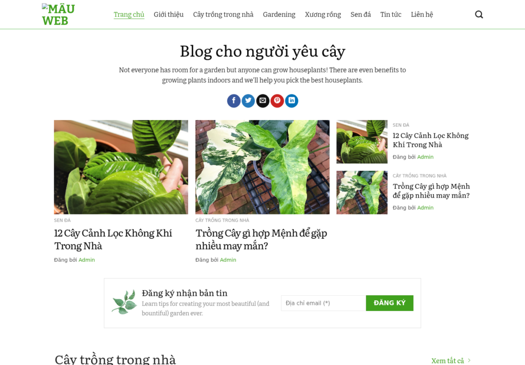 Mẫu website blog cây cảnh