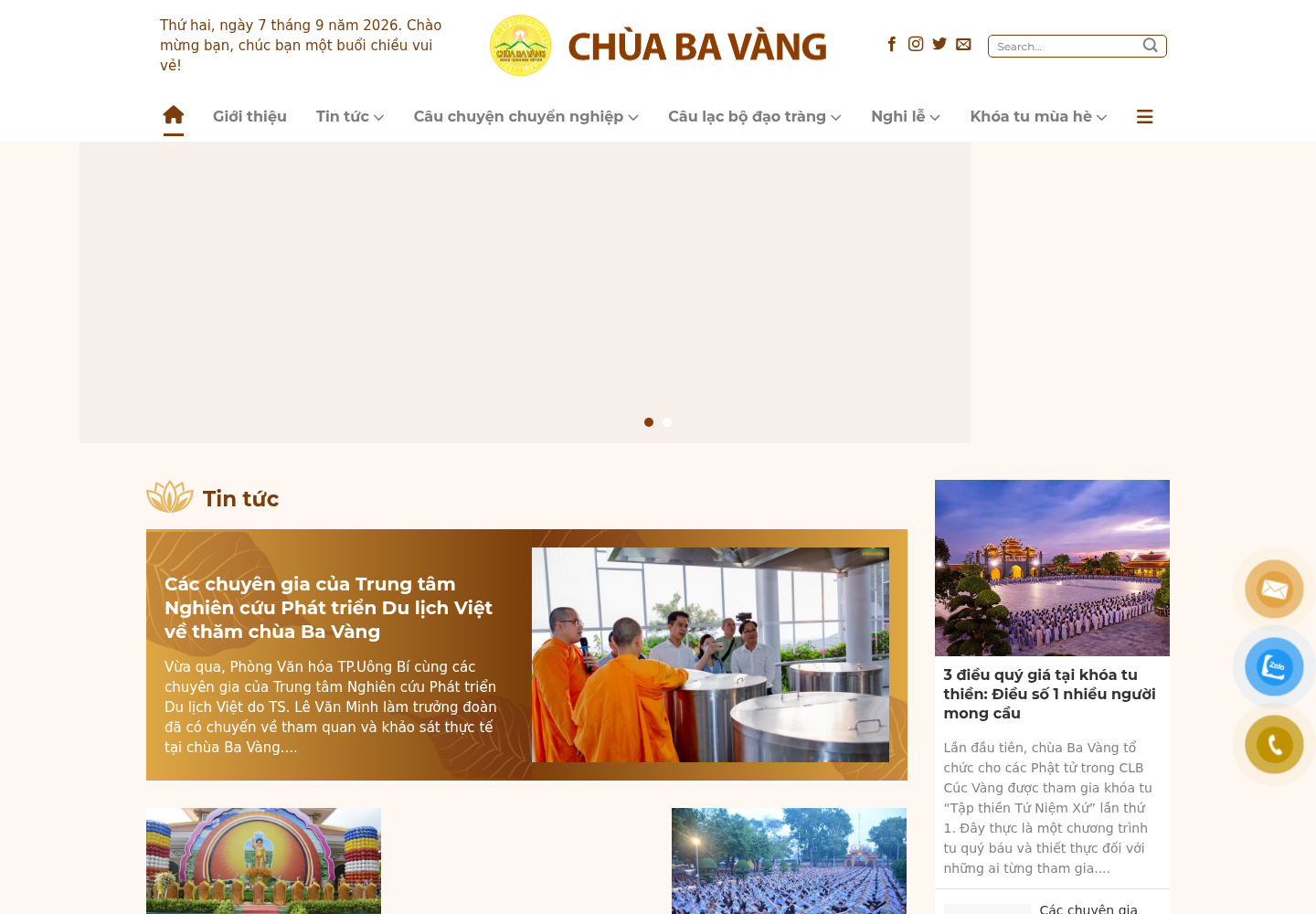 Mẫu website tin tức Chùa Ba Vàng