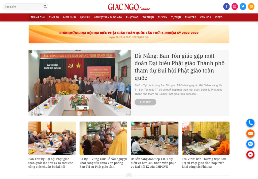 Mẫu website tin tức Giác Ngộ