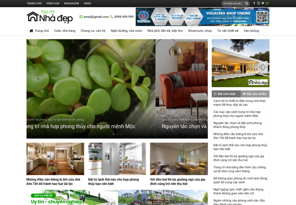 Mẫu website tạp chí Nhà Đẹp