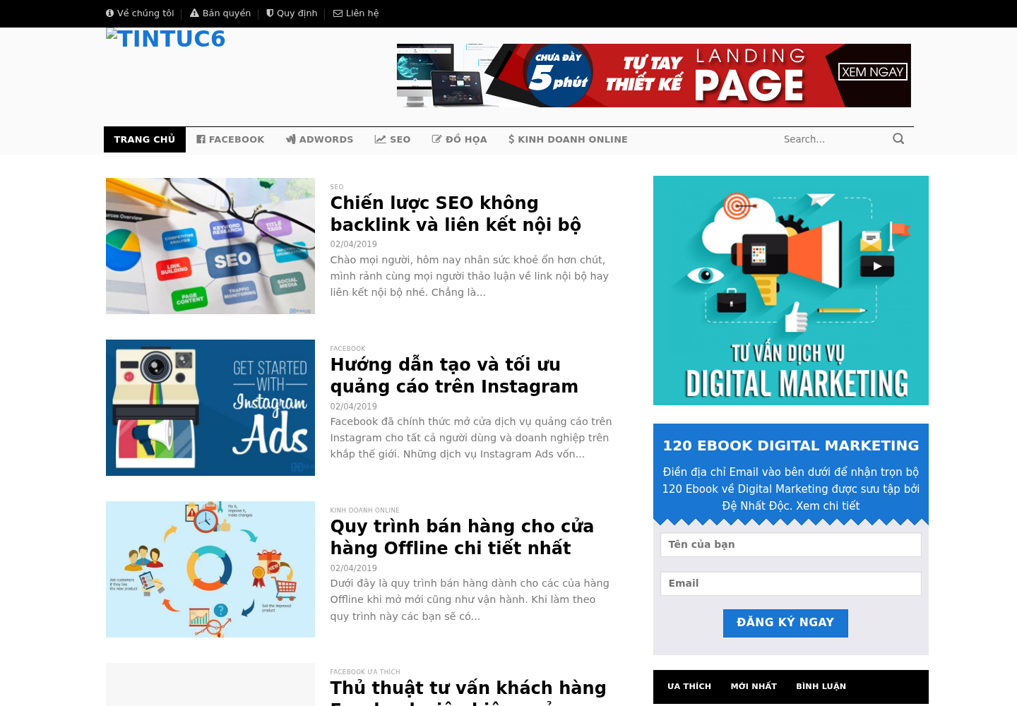 Mẫu website tin tức chuyên đề Digital Marketing