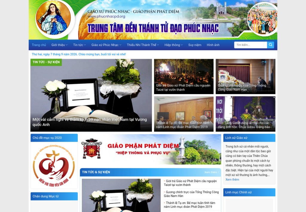 Mẫu website tin tức Giáo xứ Phúc Nhạc