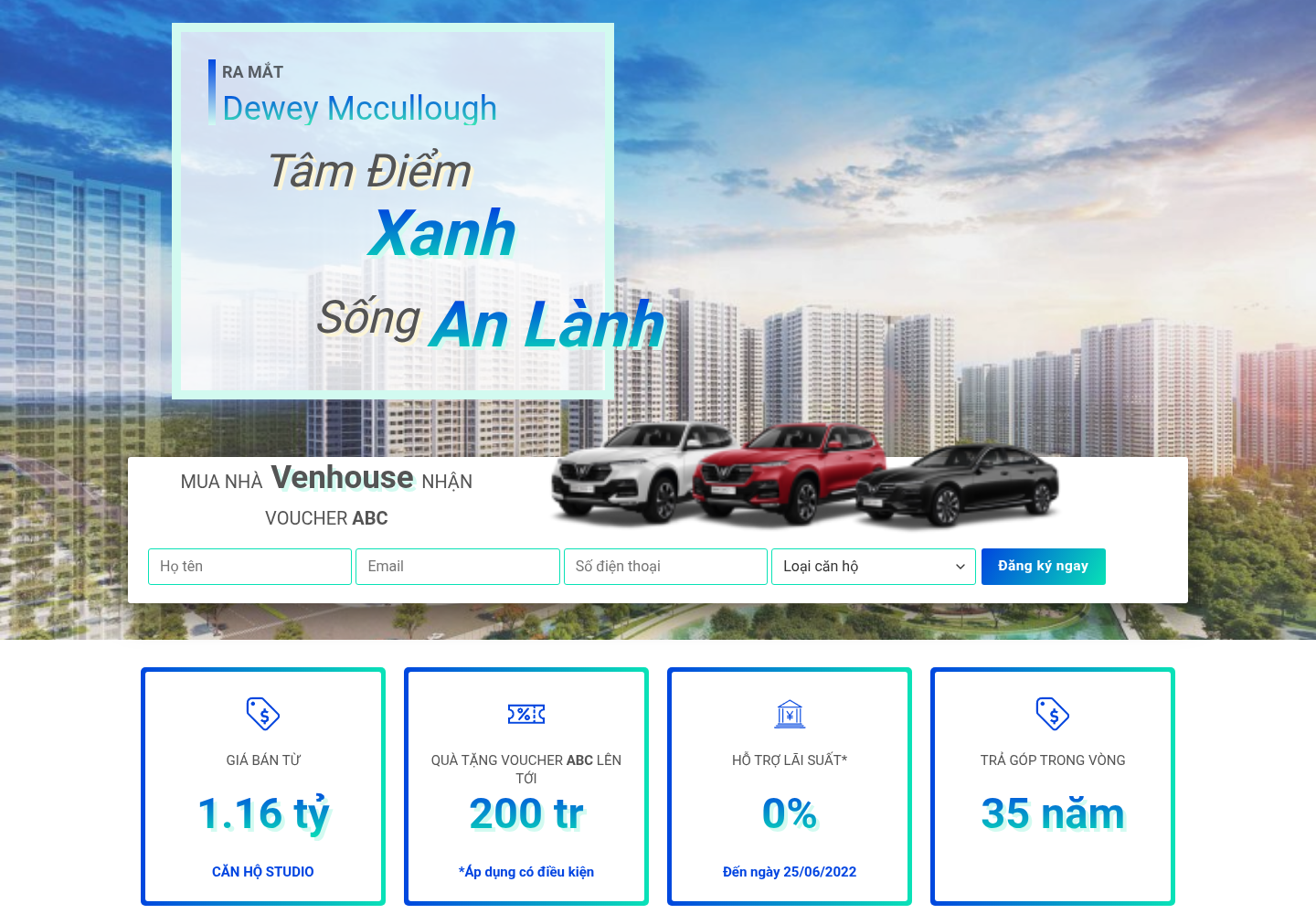 Mẫu website bất động sản Venhouse