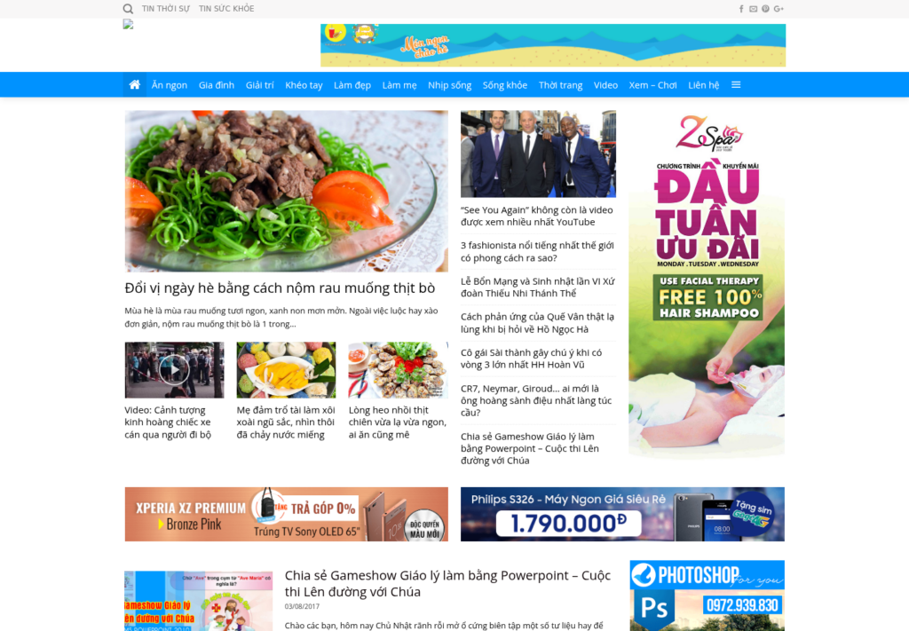 Mẫu website tin tức đời sống