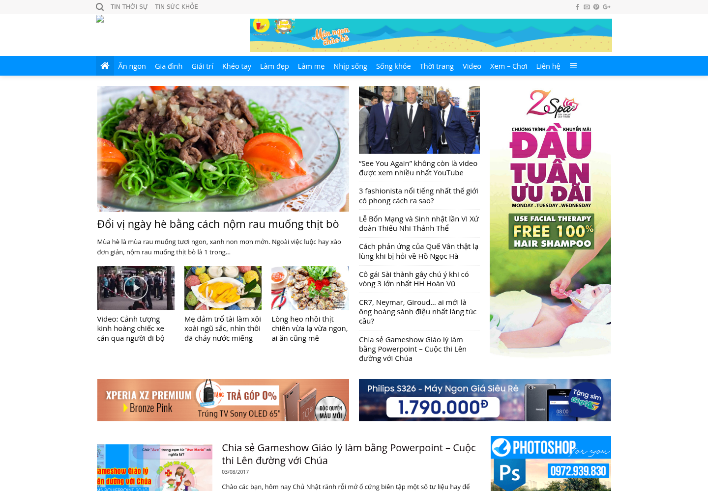Mẫu website tin tức đời sống