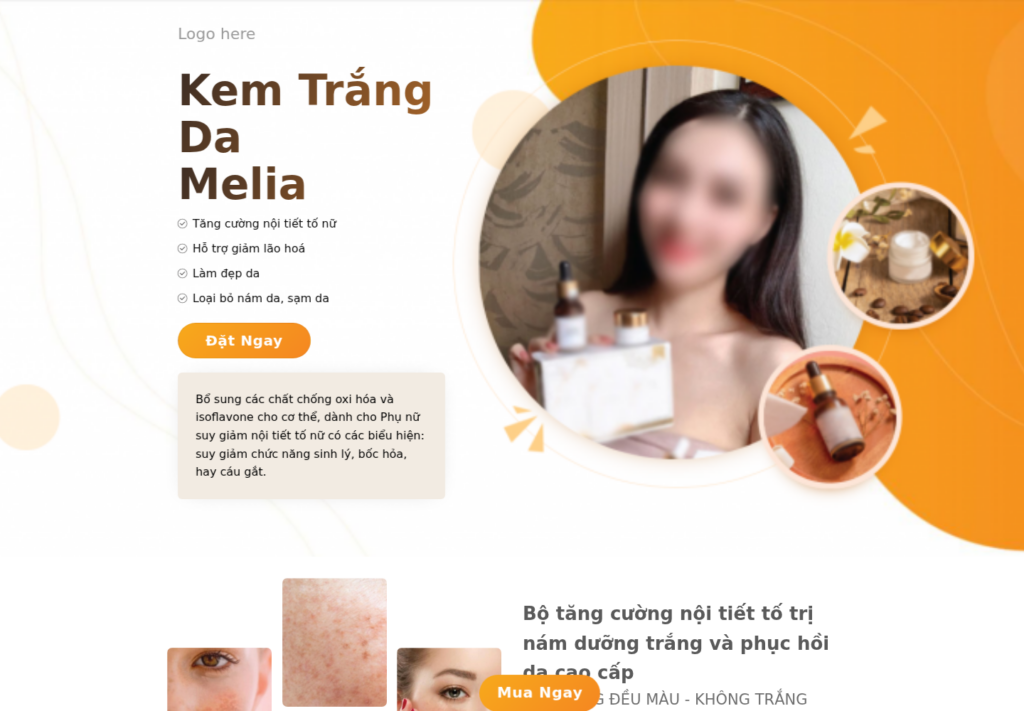 Mẫu website bán mỹ phẩm Melia