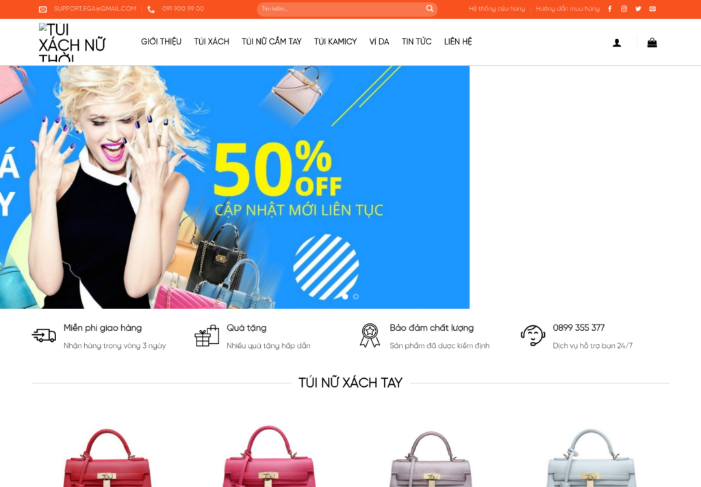 Mẫu website thời trang túi xách nữ