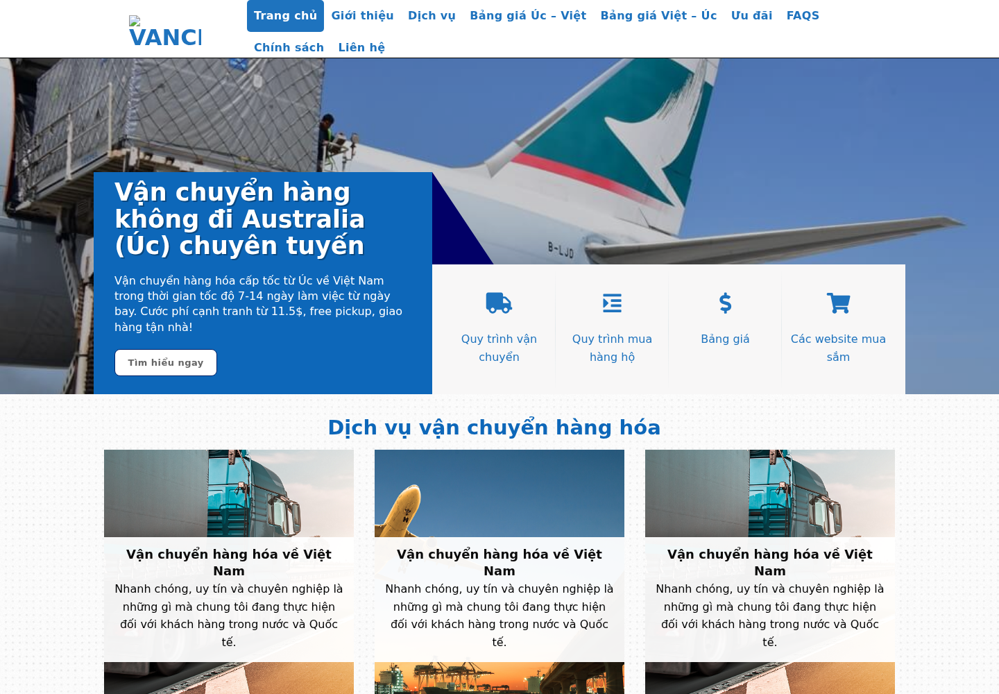 Mẫu website vận chuyển hàng hóa quốc tế