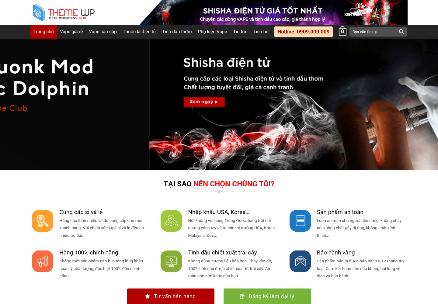 Mẫu website bán hàng thuốc lá điện tử và tinh dầu