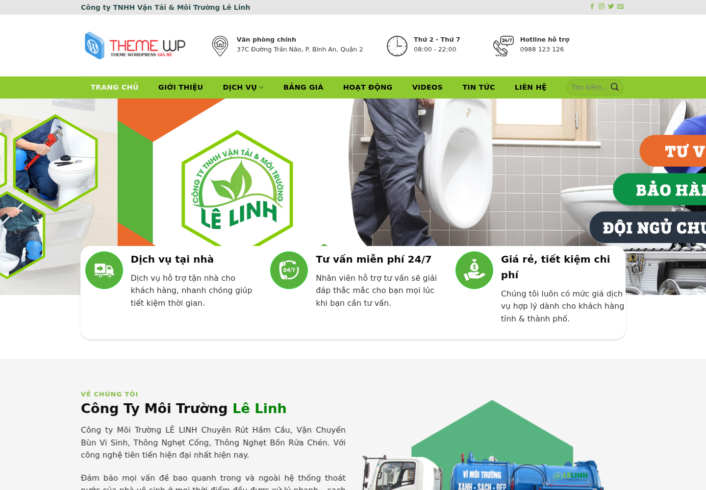 Mẫu website dịch vụ vệ sinh