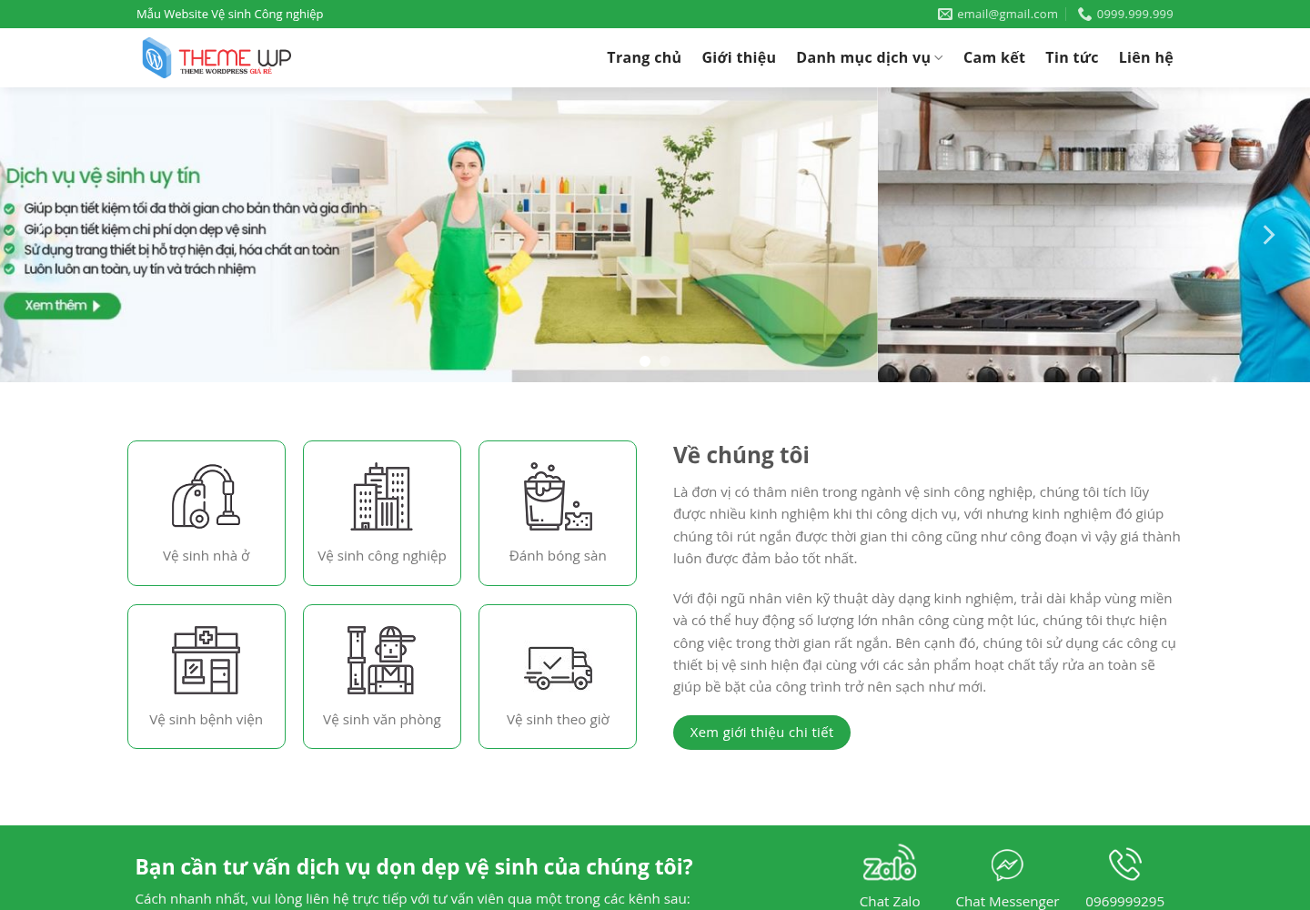 Mẫu website dịch vụ vệ sinh công nghiệp