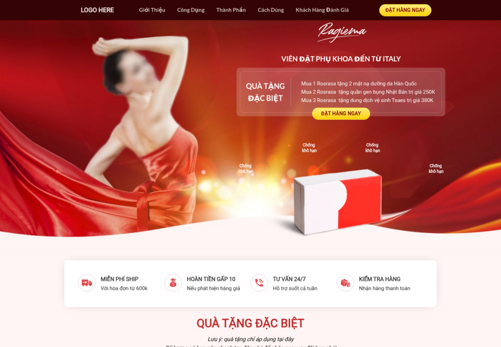 Mẫu website bán hàng mỹ phẩm & sản phẩm chăm sóc phụ nữ
