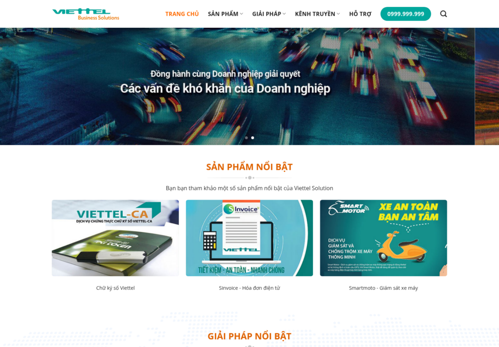 Mẫu website công ty giải pháp viễn thông Viettel