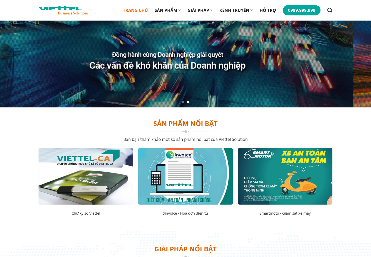 Mẫu website công ty giải pháp viễn thông Viettel