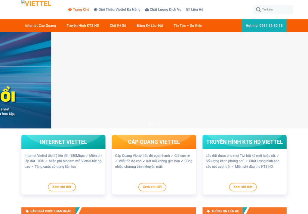 Mẫu website công ty viễn thông và dịch vụ Internet