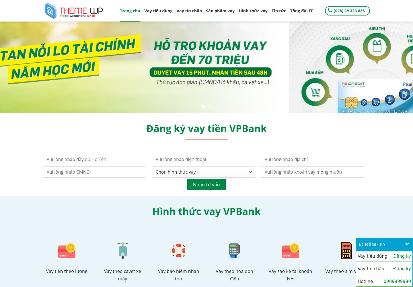 Mẫu website cho vay tài chính