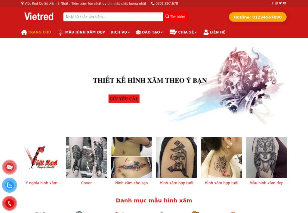 Mẫu website xăm mình VietRed