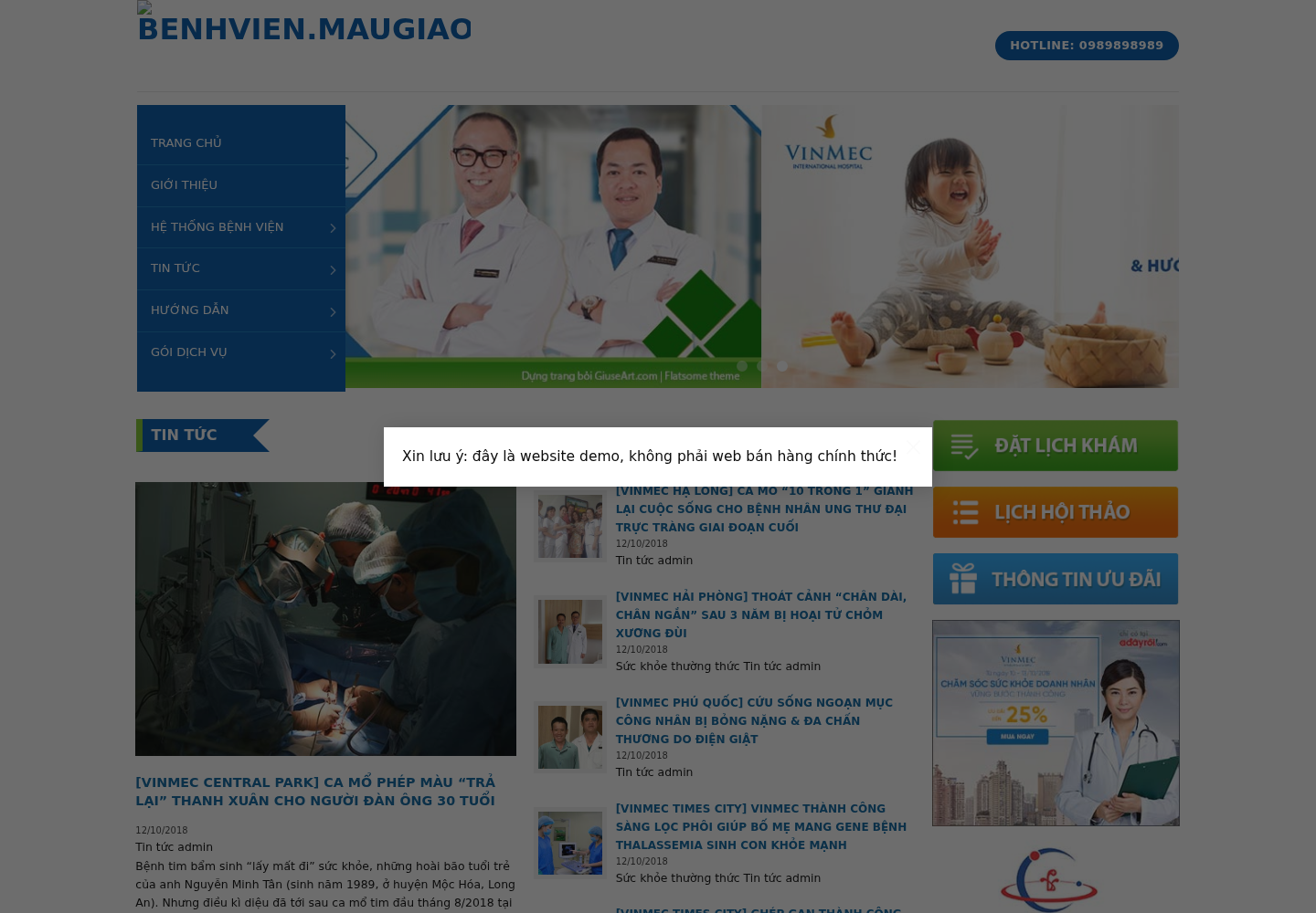 Mẫu website bệnh viện và phòng khám