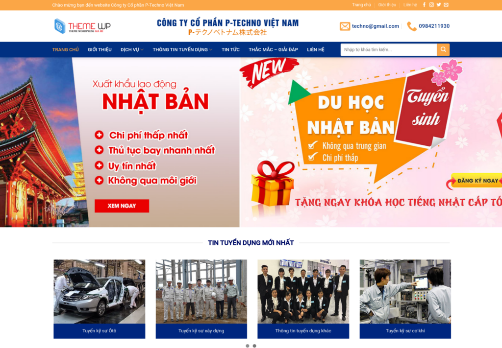 Mẫu website công ty xuất khẩu lao động và du học