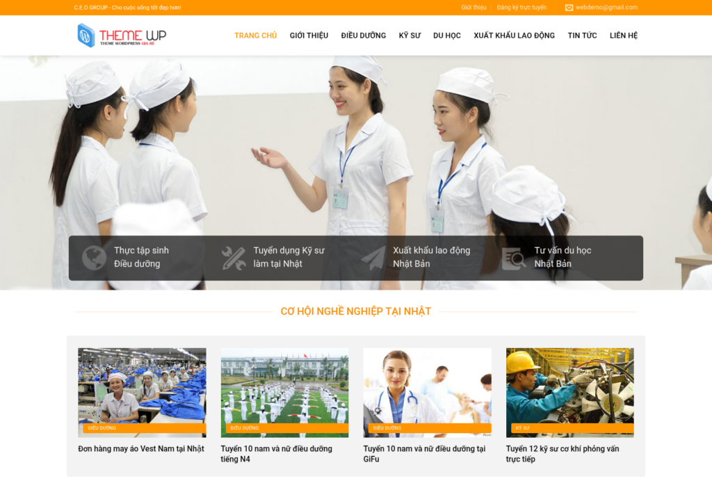 Mẫu website xuất khẩu lao động và du học
