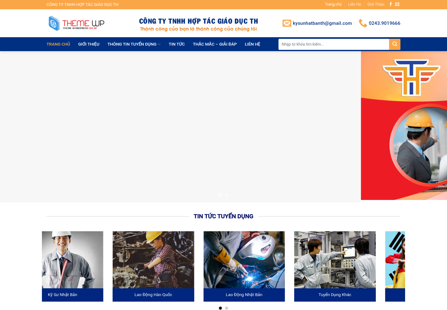 Mẫu website du học và xuất khẩu lao động