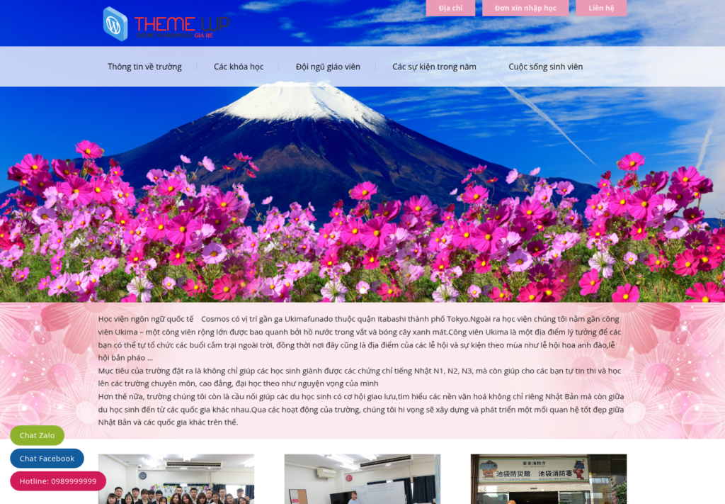 Mẫu website trung tâm tiếng Nhật