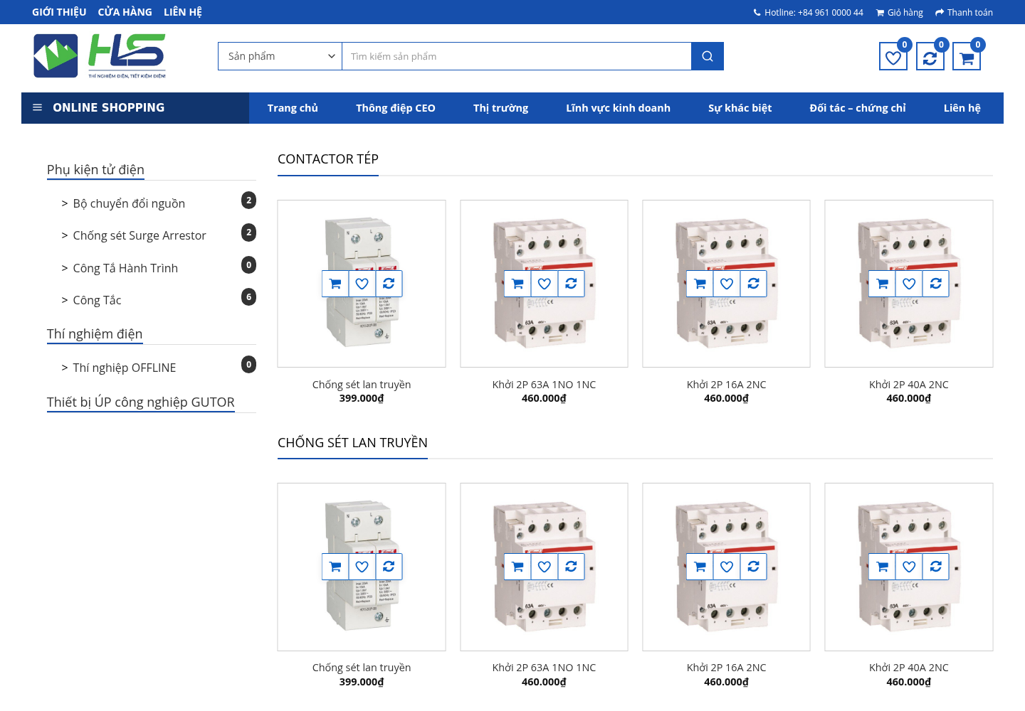 Mẫu website bán hàng thiết bị điện HLS Energy