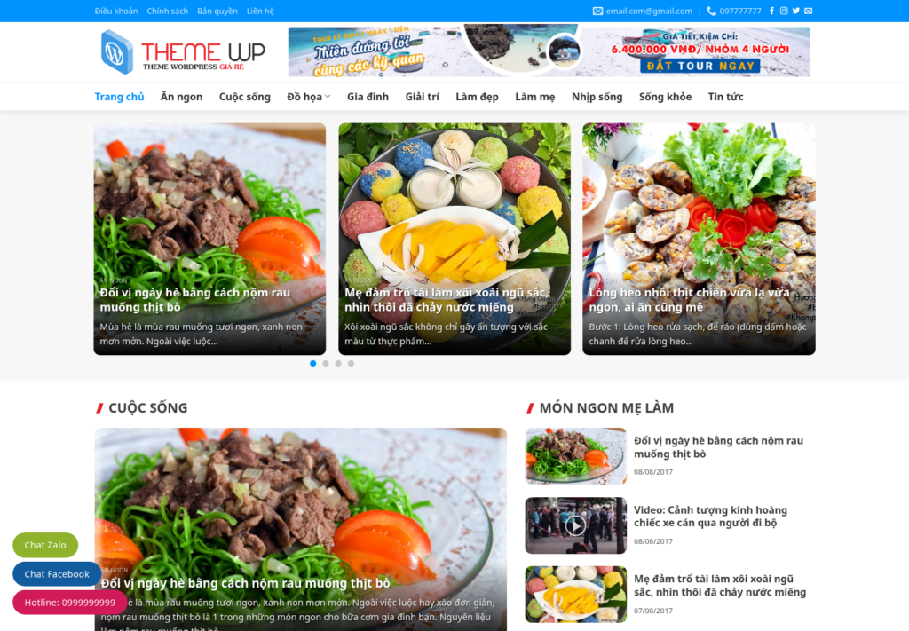 Mẫu website blog du lịch