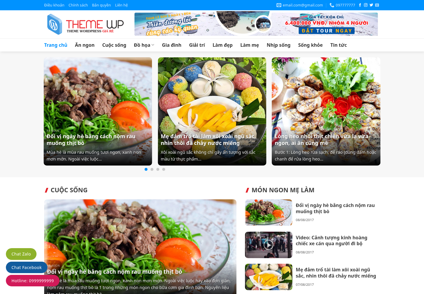 Mẫu website blog du lịch