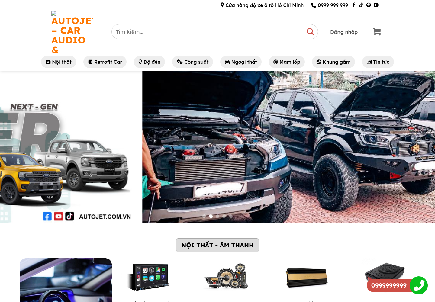 Mẫu website phụ kiện ô tô và âm thanh xe hơi