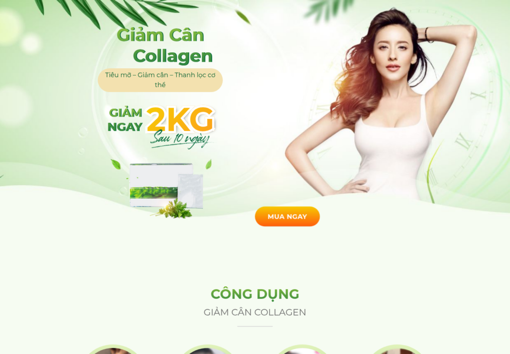 Mẫu website bán hàng thực phẩm chức năng giảm cân Collagen