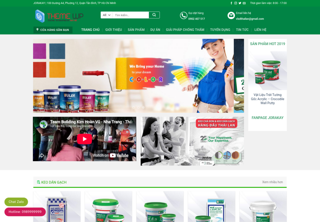 Mẫu website bán vật liệu sơn và chống thấm