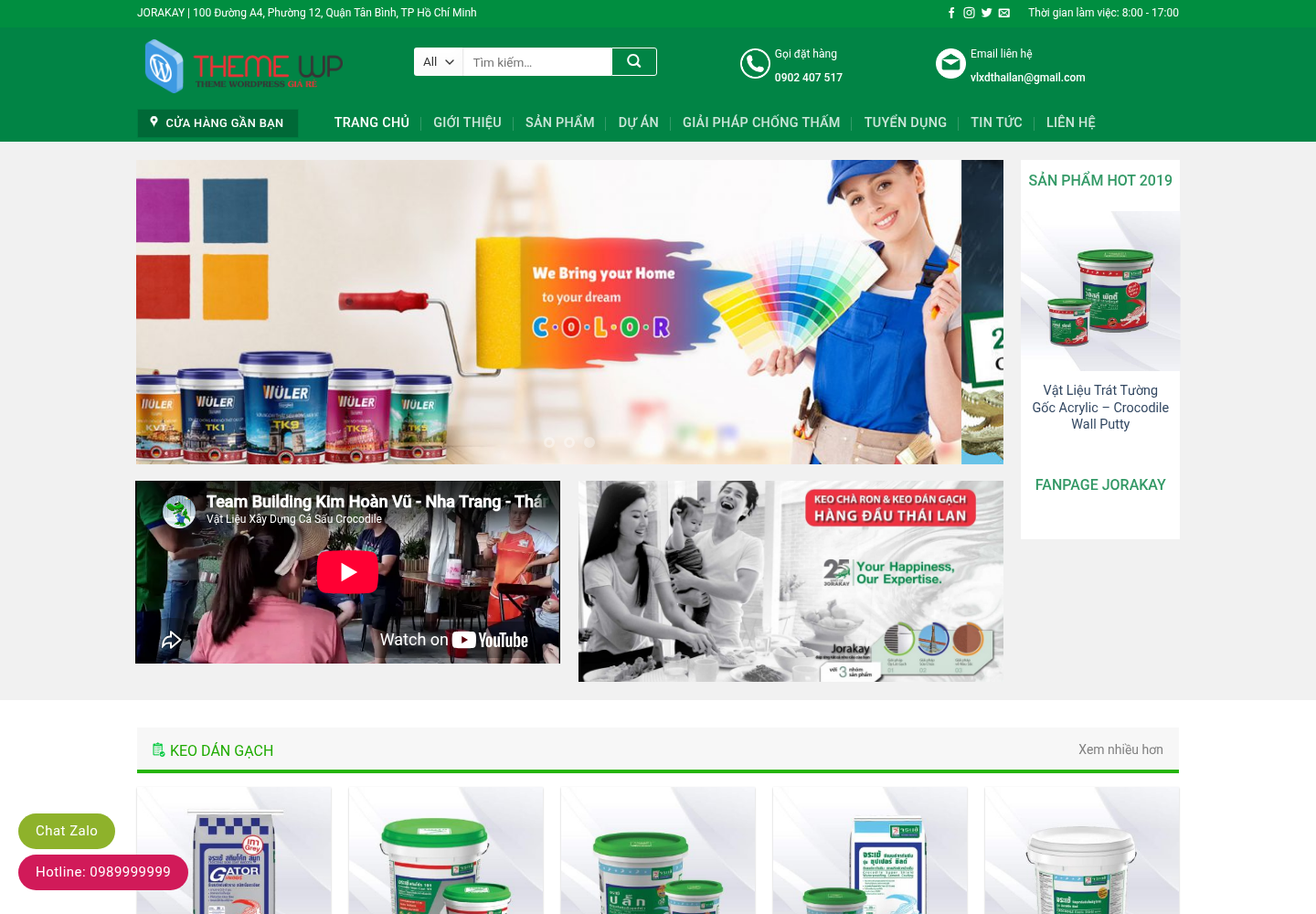 Mẫu website bán vật liệu sơn và chống thấm