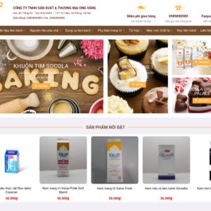 Mẫu website nguyên liệu làm bánh và phụ kiện tiệm bánh
