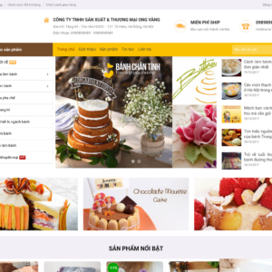 Mẫu website tiệm bánh và cửa hàng nguyên liệu làm bánh