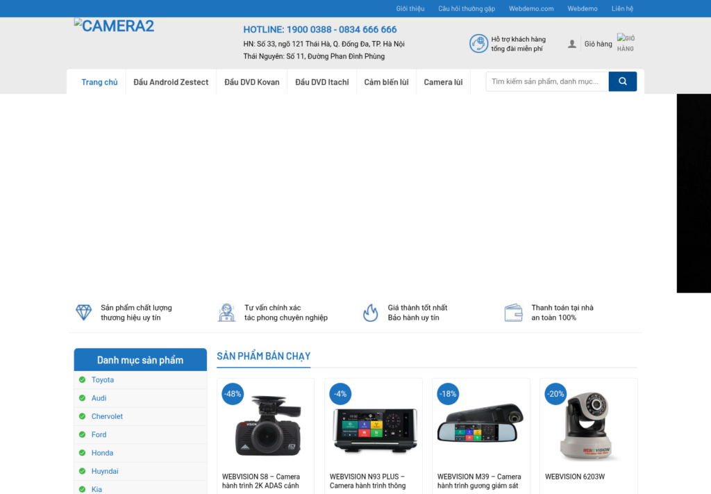 Mẫu website phụ kiện ô tô và camera hành trình