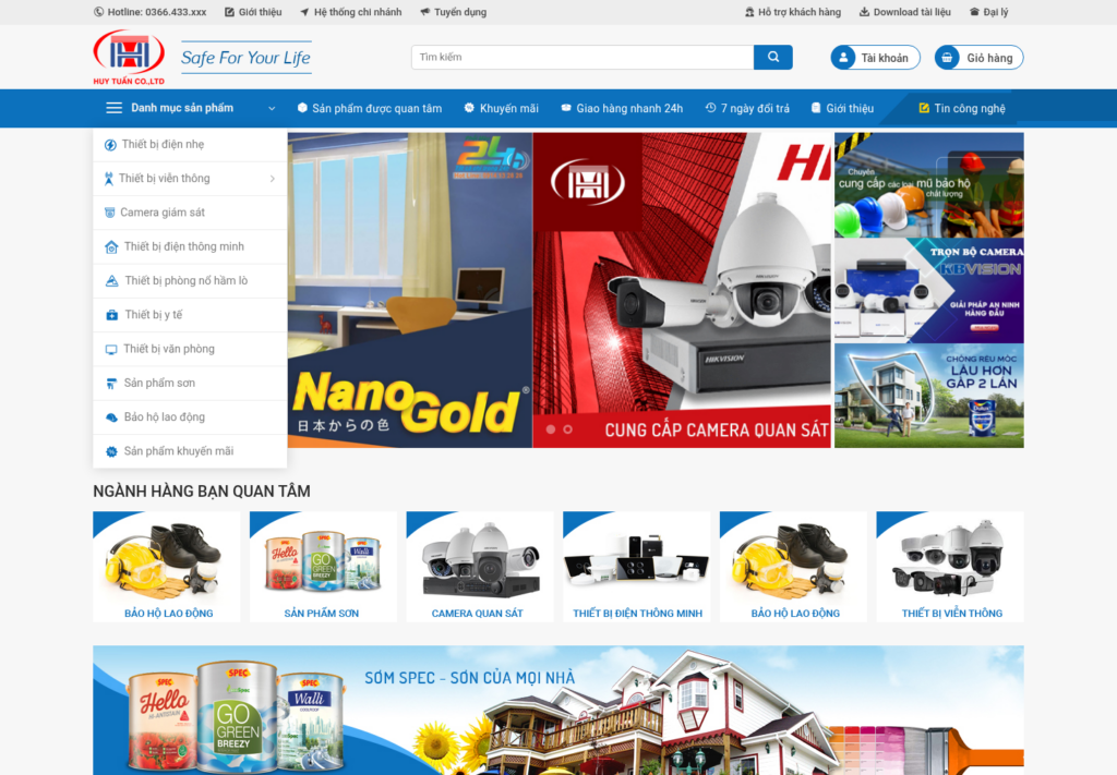 Mẫu website bán hàng camera và thiết bị an ninh