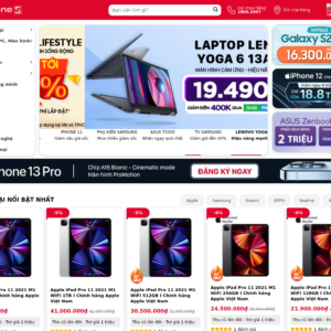 Mẫu website bán hàng điện thoại CellphoneS