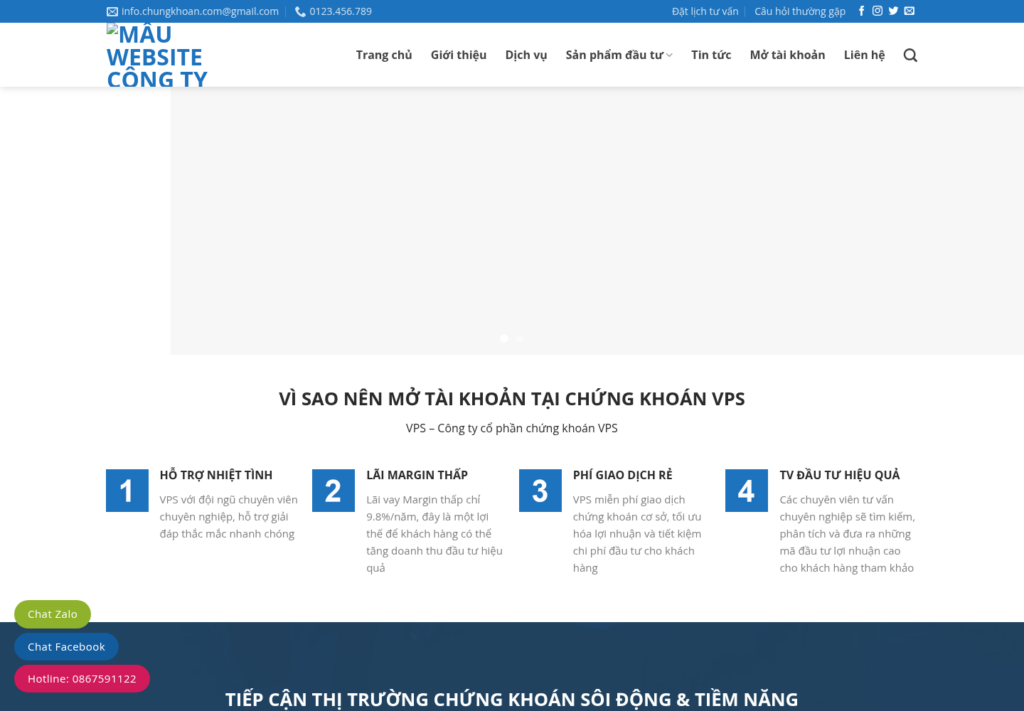 Mẫu website công ty chứng khoán