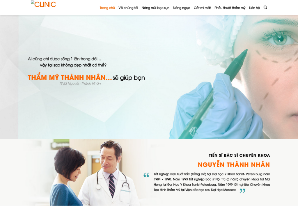 Mẫu website thẩm mỹ viện chuyên khoa
