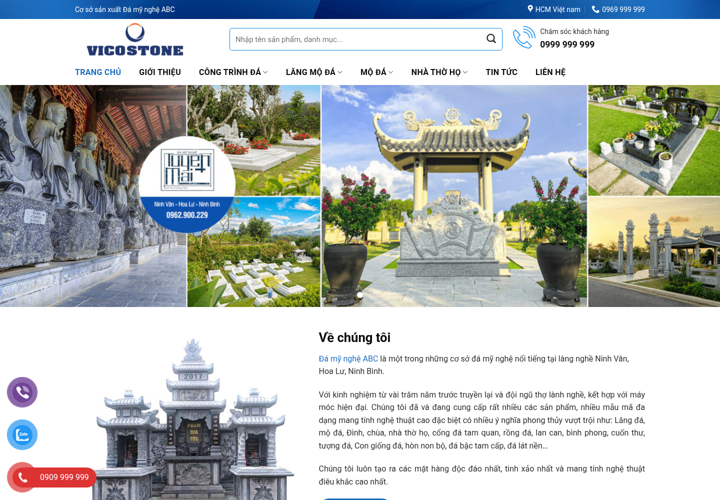 Mẫu website đá mỹ nghệ