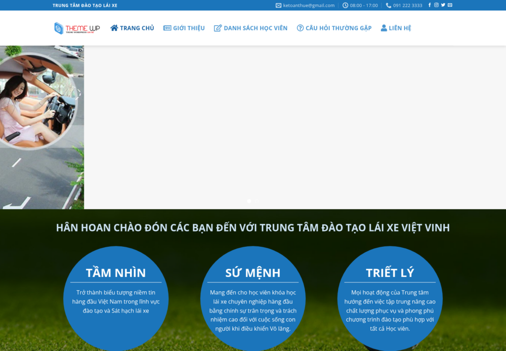 Mẫu website trung tâm đào tạo lái xe