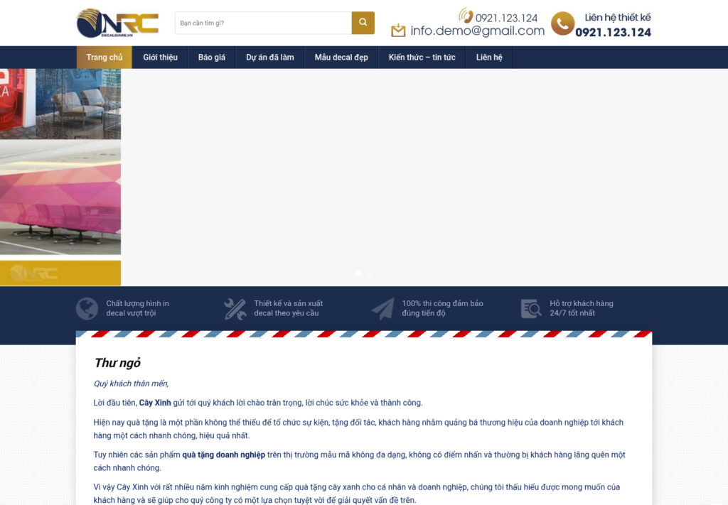 Mẫu website công ty in decal và thi công quảng cáo