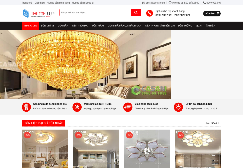 Mẫu website bán hàng đèn trang trí