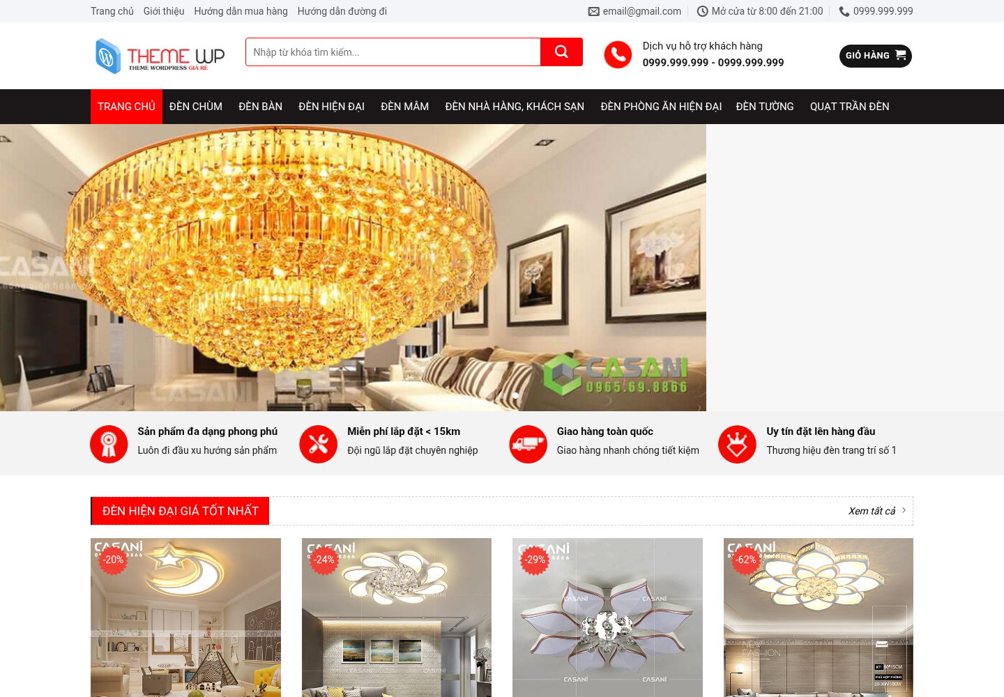 Mẫu website bán hàng đèn trang trí