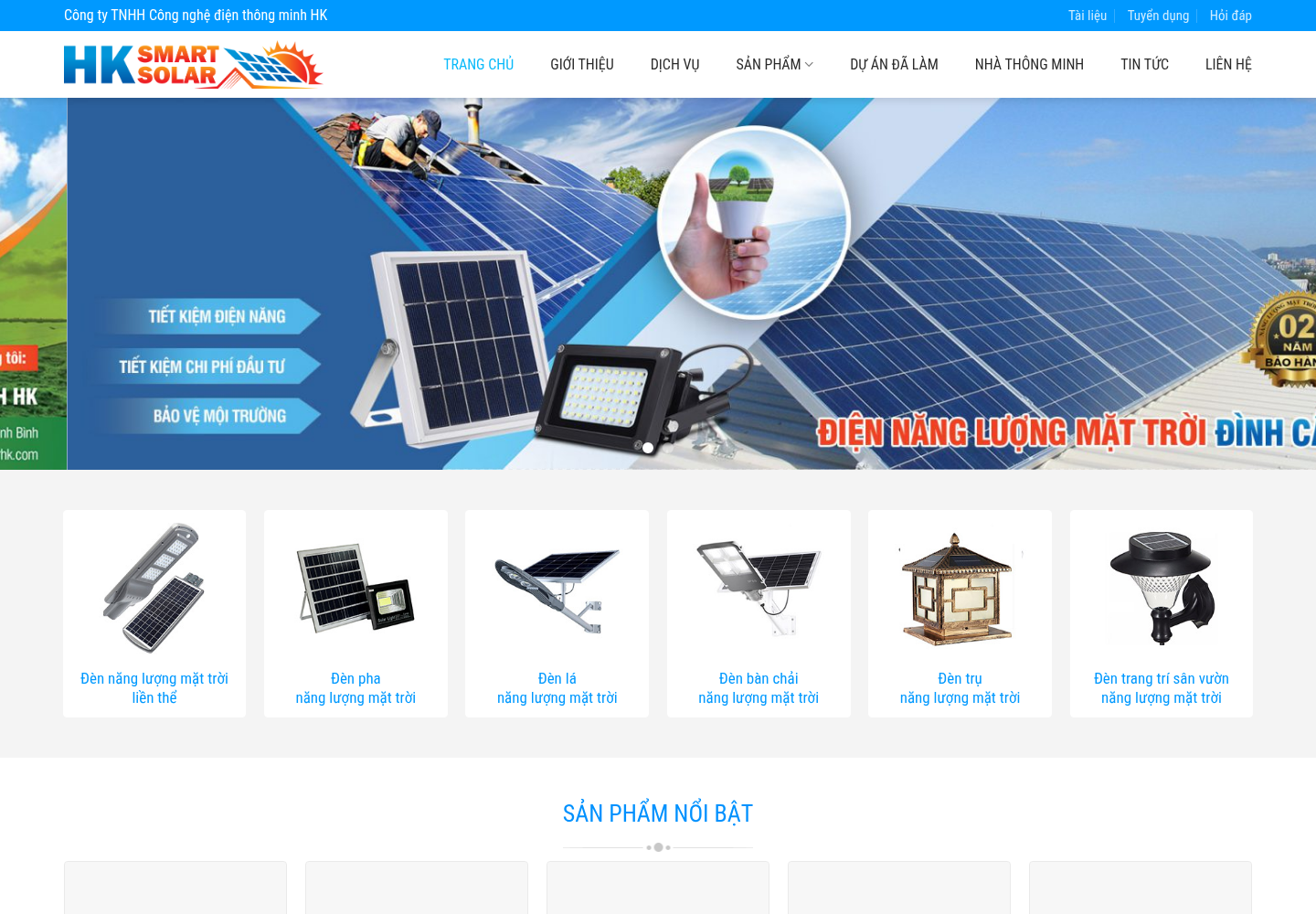 Mẫu website bán hàng đèn năng lượng mặt trời